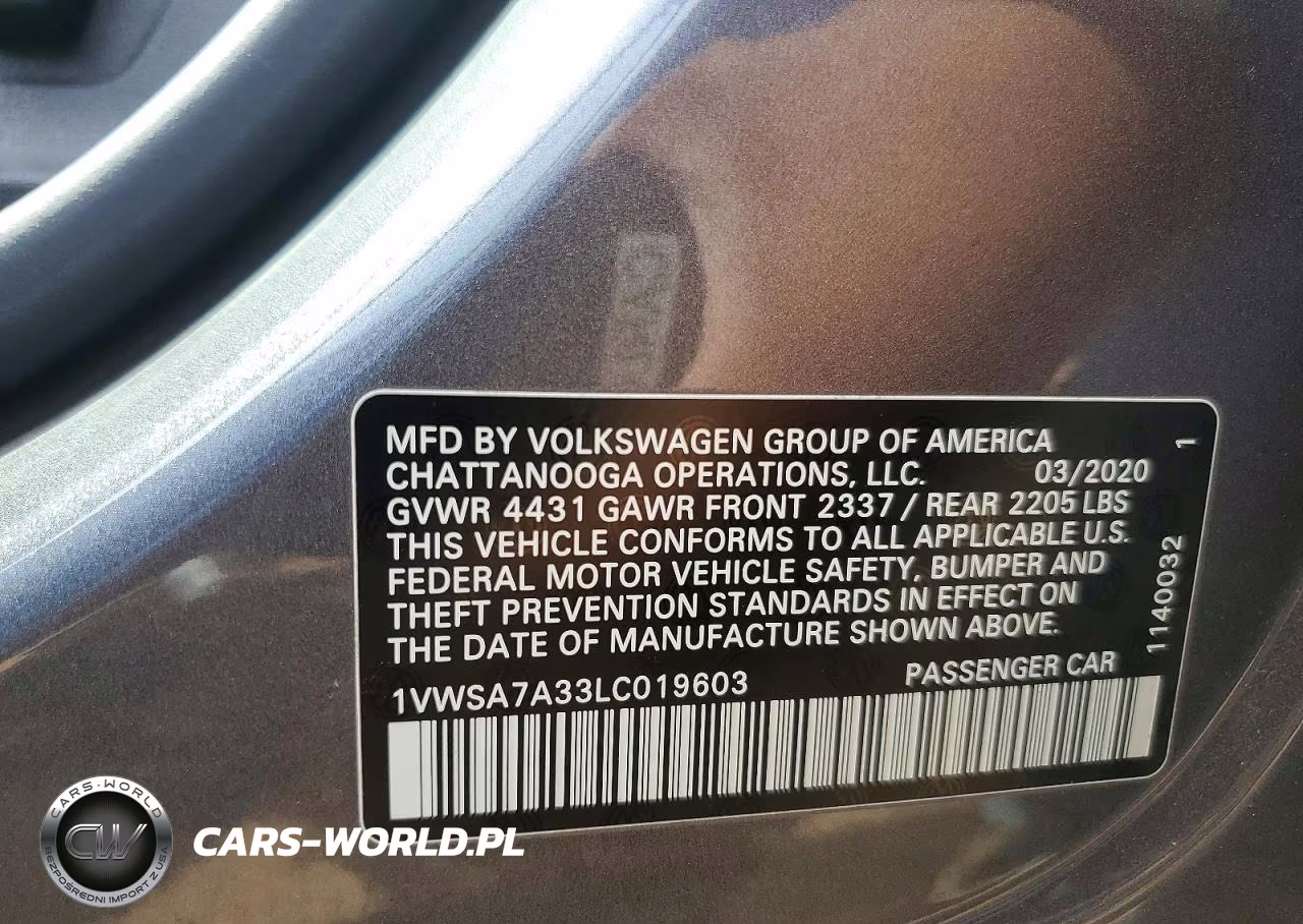 2020 Volkswagen Passat Se VIN:1VWSA7A33LC019603 - 12