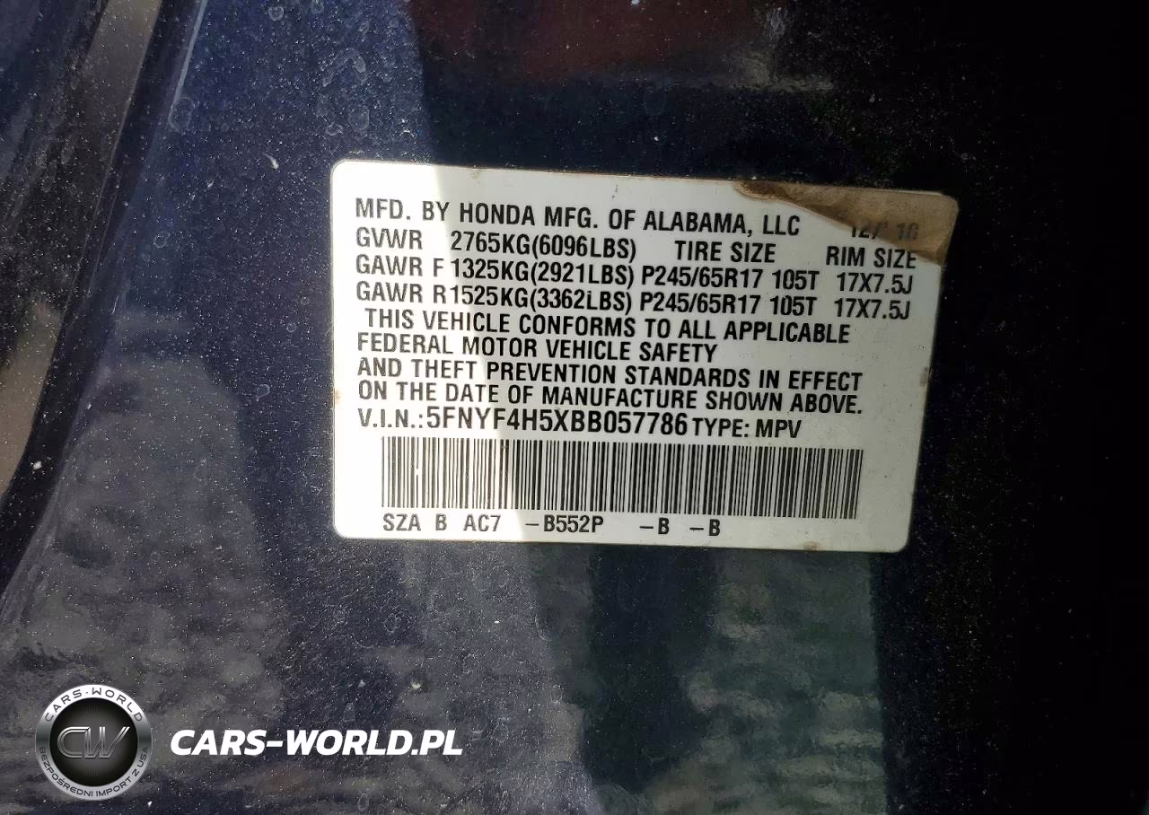 2011 Honda Pilot Exl VIN:5FNYF4H5XBB057786 - 13