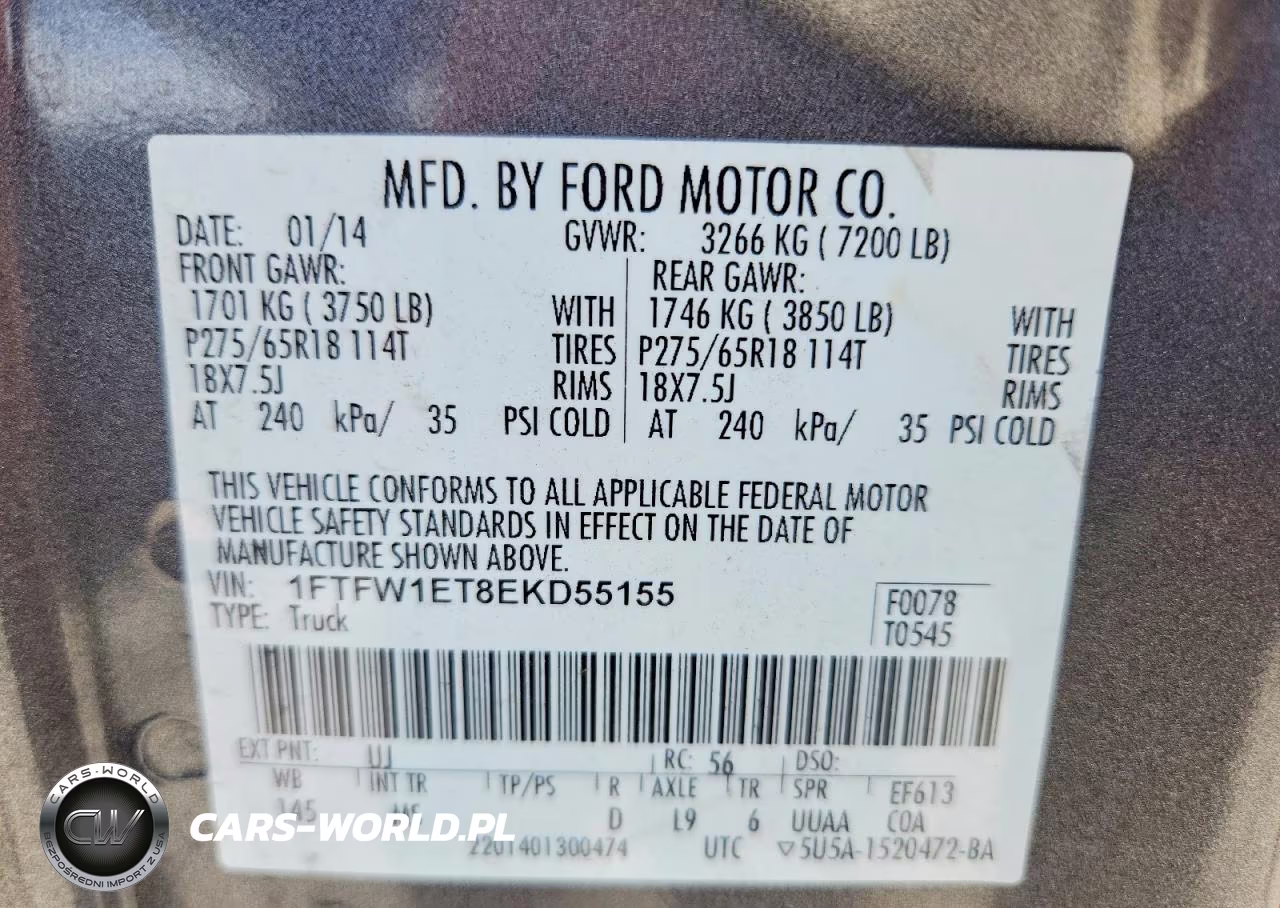 2014 Ford F150 Supercrew VIN:1FTFW1ET8EKD55155 - 12