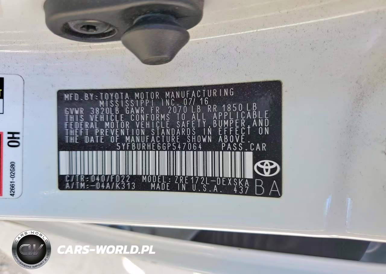 2016 Toyota Corolla S Plus VIN:5YFBURHE6GP547064 - 12