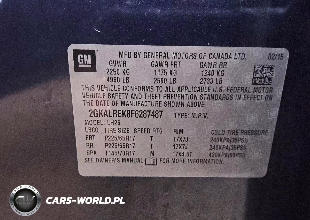 2015 GMC Terrain Sle VIN:2GKALREK8F6287487 - 12