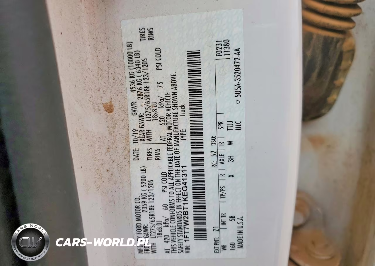 2019 Ford F250 Super Duty VIN:1FT7W2BT1KEG41311 - 12