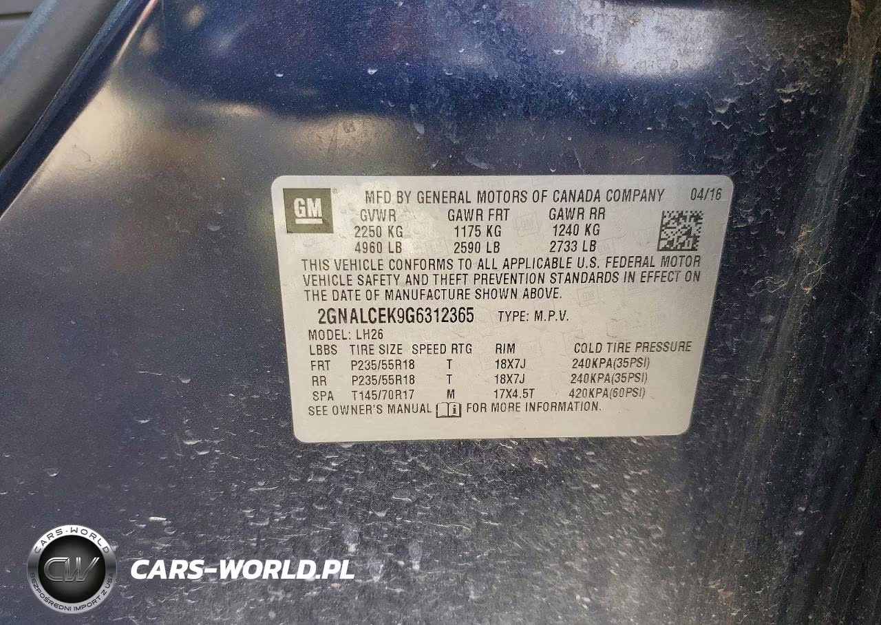 2016 Chevrolet Equinox Lt VIN:2GNALCEK9G6312365 - 13