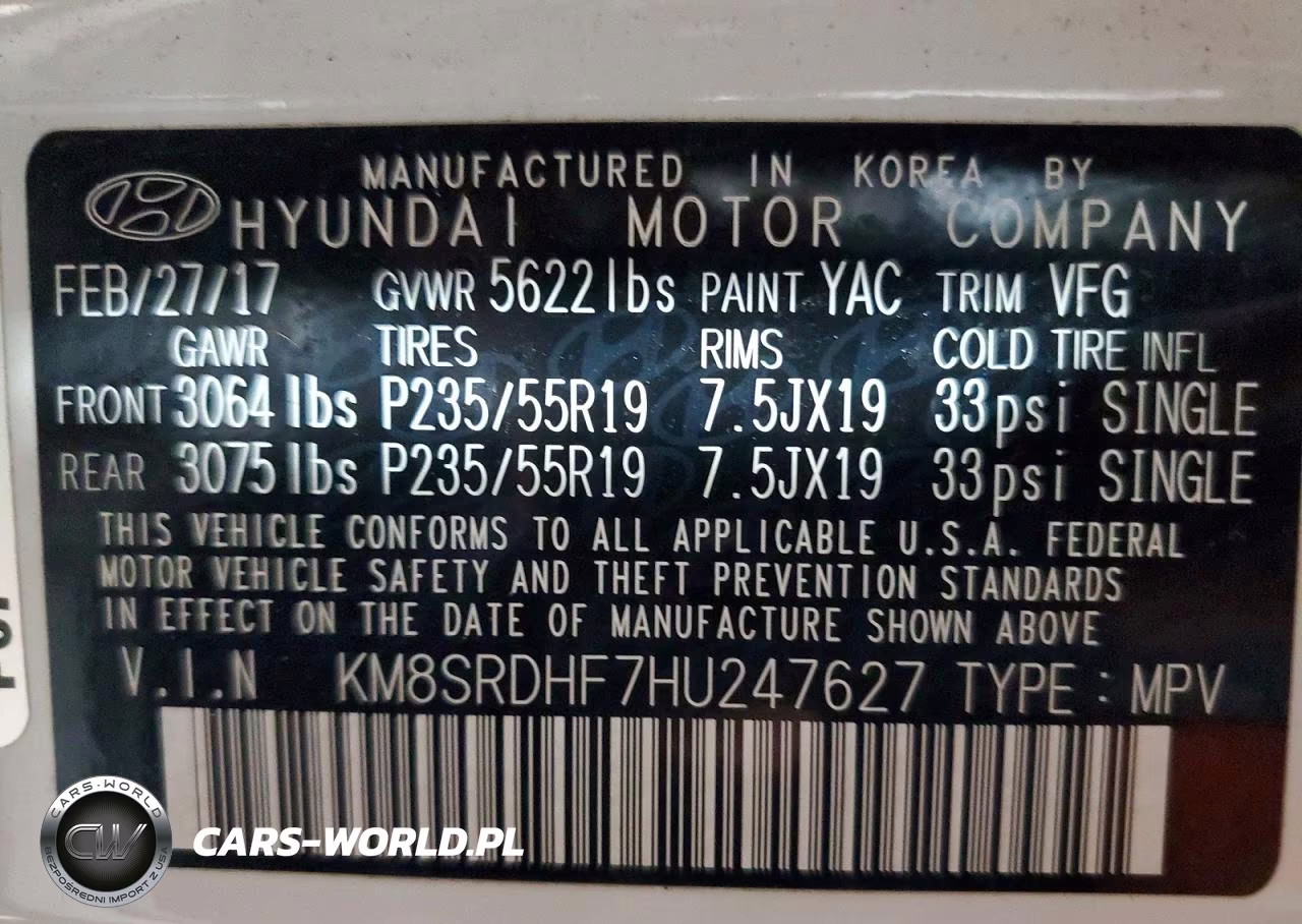 2017 Hyundai Santa Fe Limited Ultimate VIN:KM8SRDHF7HU247627 - 14