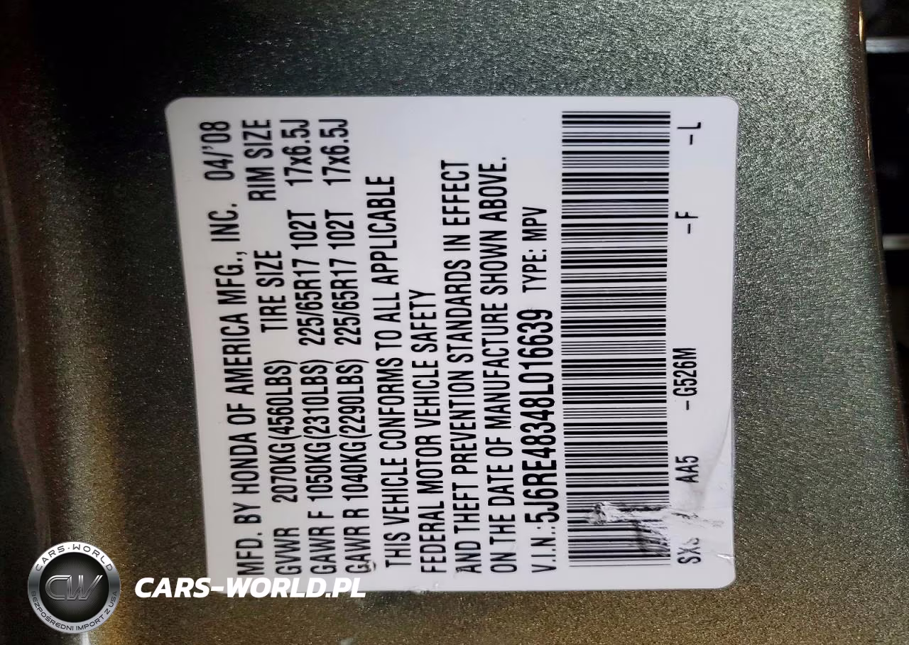 2008 Honda Cr-V Lx VIN:5J6RE48348L016639 - 13