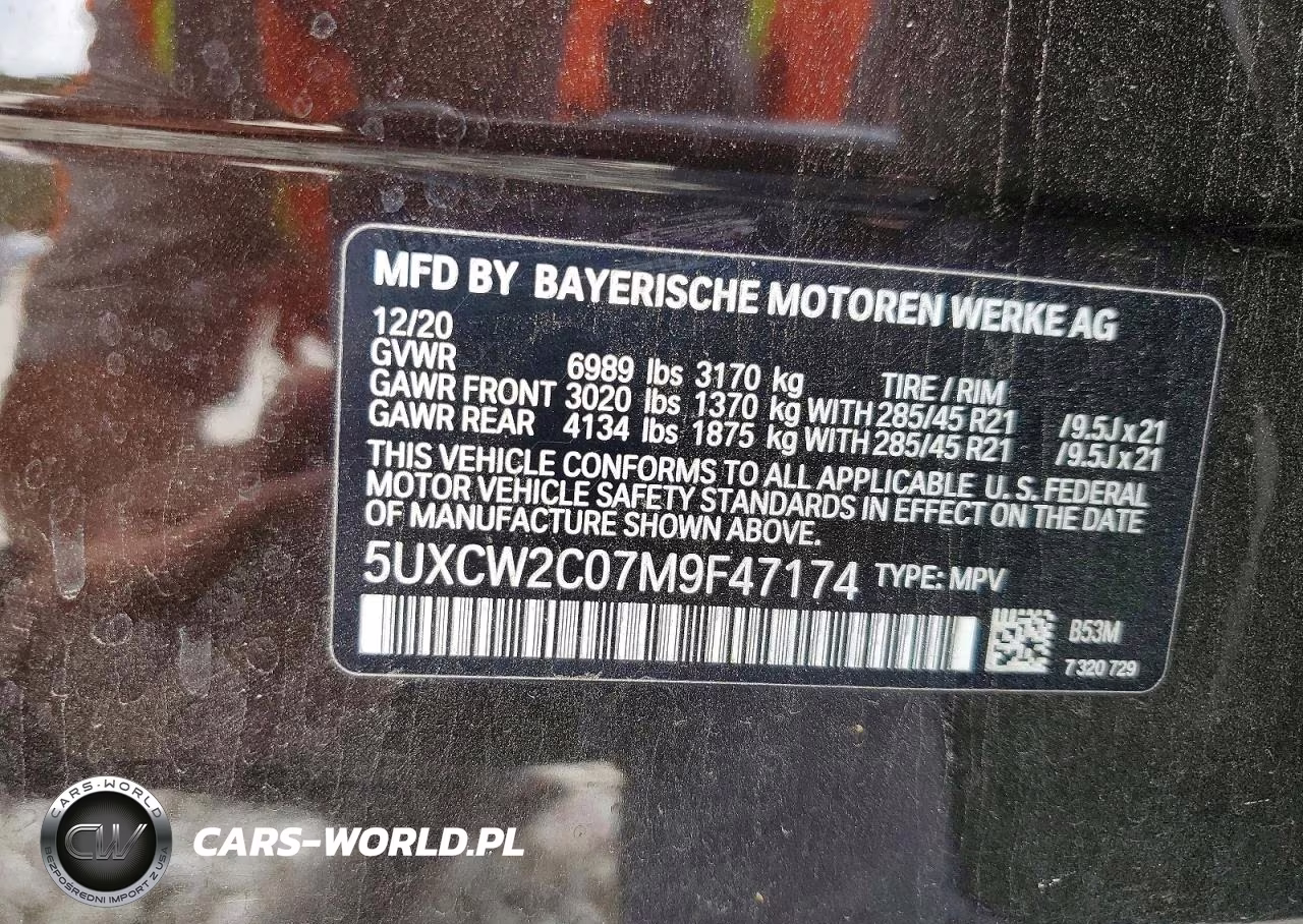 2021 BMW X7 xDrive40I VIN:5UXCW2C07M9F47174 - 13