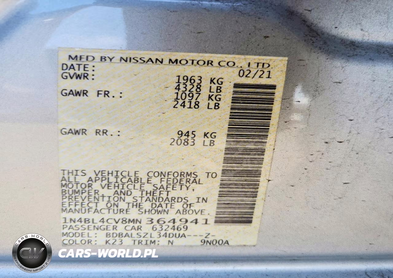 2021 Nissan Altima Sr VIN:1N4BL4CV8MN364941 - 12