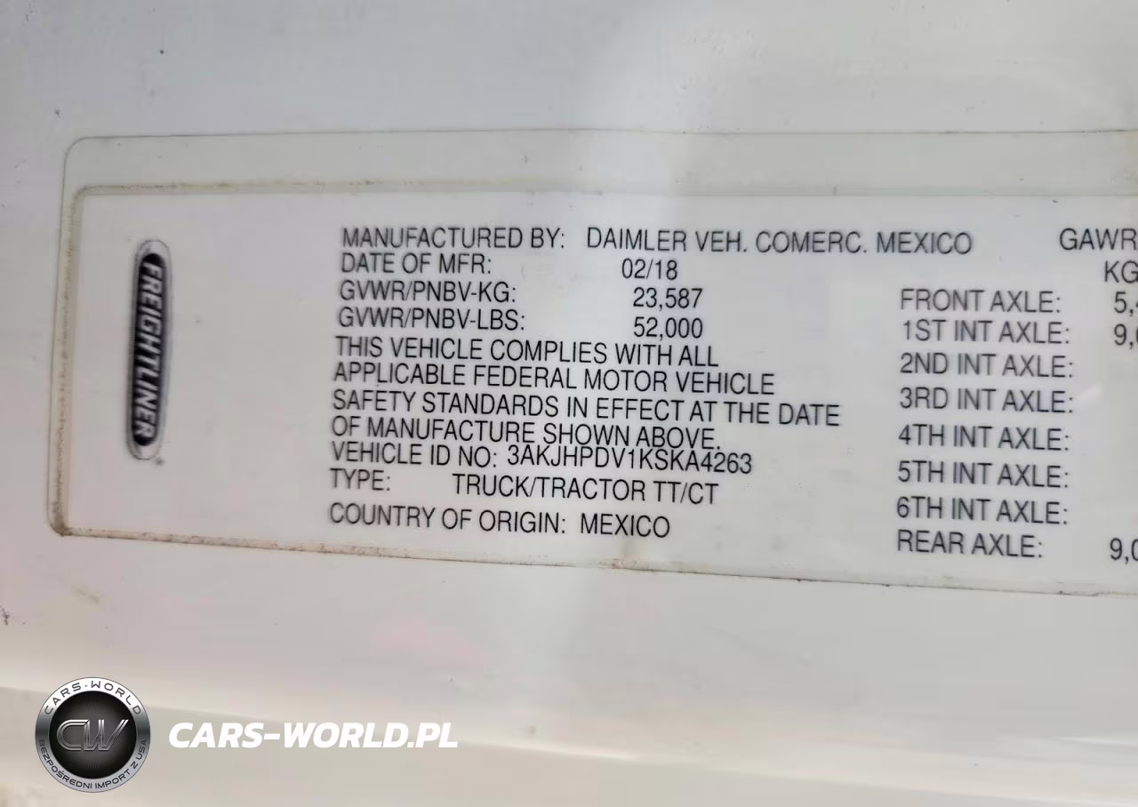 2019 Freightliner Cascadia 116 VIN:3AKJHPDV1KSKA4263 - 10