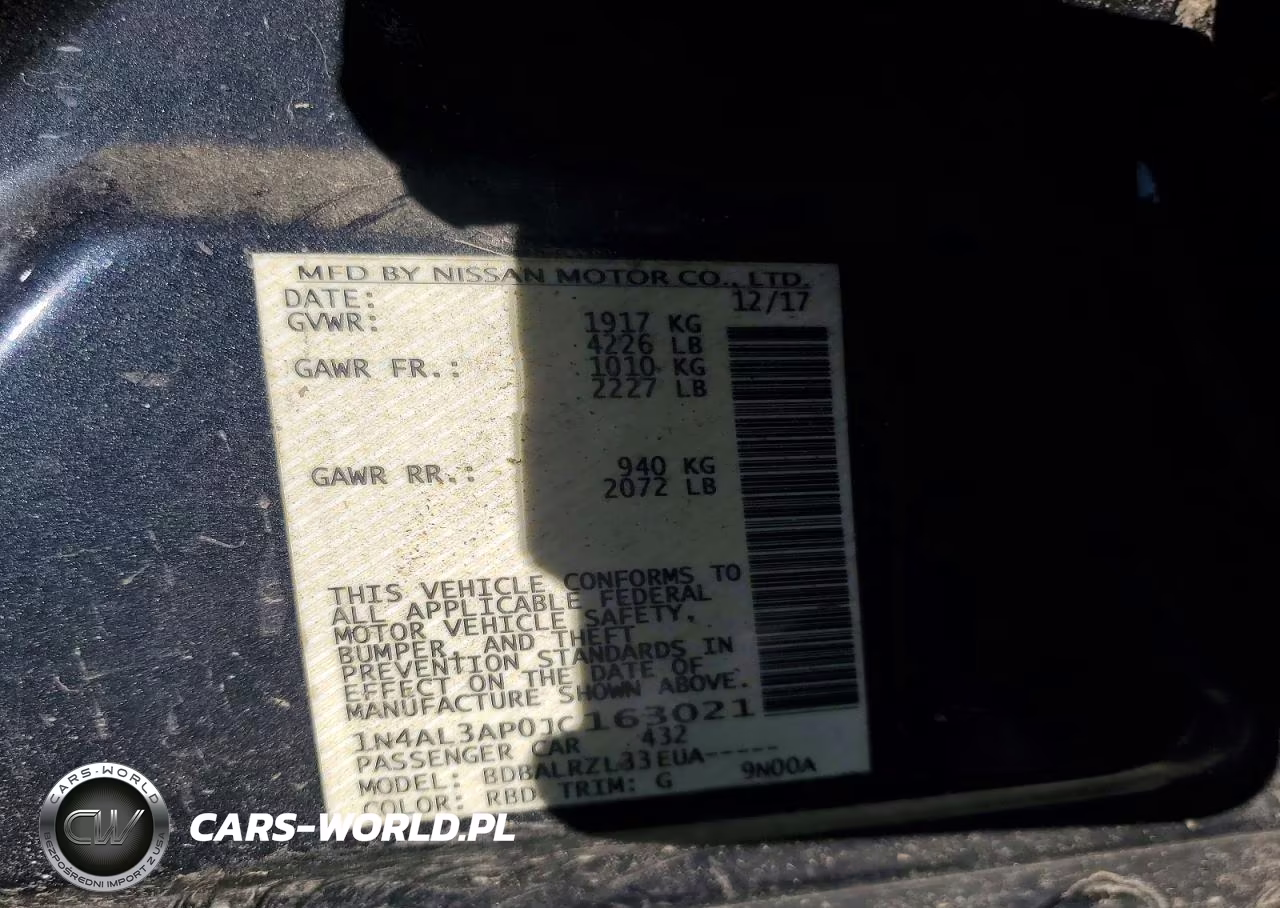 NISSAN ALTIMA VIN:1N4AL3AP0JC163021 - 12