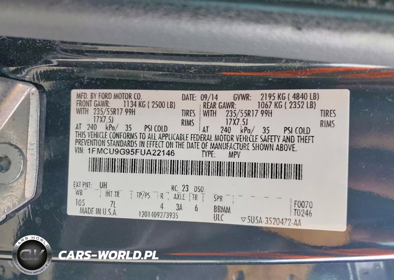 2015 Ford Escape Se VIN:1FMCU9G95FUA22146 - 13