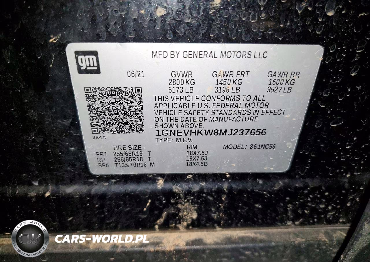 2021 Chevrolet Traverse Lt VIN:1GNEVHKW8MJ237656 - 13