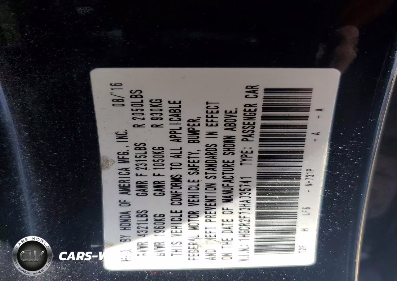 2017 Honda Accord Ex VIN:1HGCR2F73HA035741 - 12