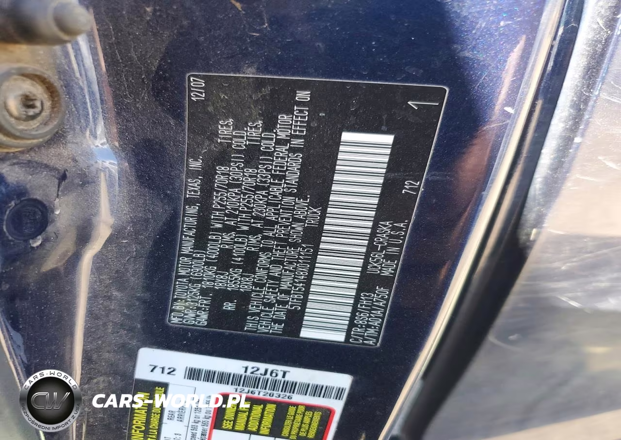 2008 Toyota Tundra Grade VIN:5TFBT54148X011151 - 12