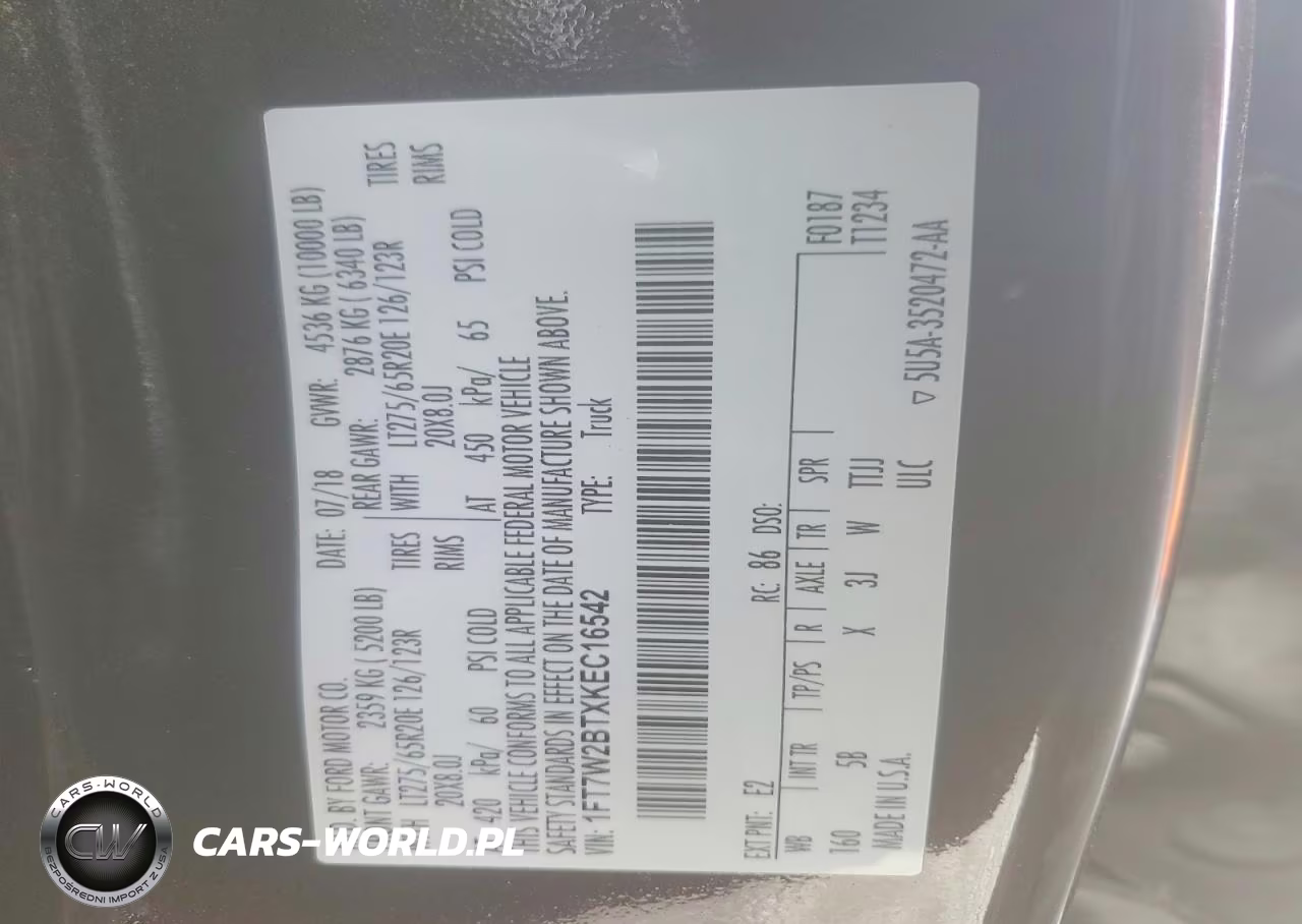 2019 Ford F250 Super Duty VIN:1FT7W2BTXKEC16542 - 12