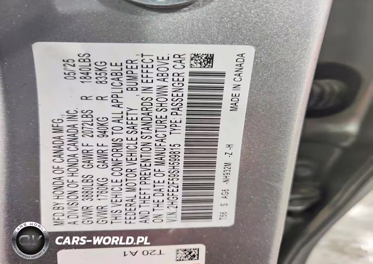 2025 Honda Civic Sport VIN:2HGFE2F59SH599815 - 12