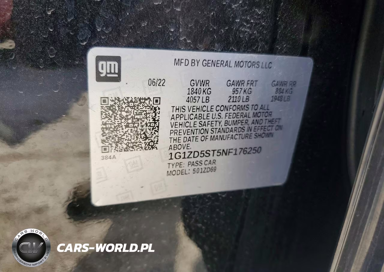 CHEVROLET MALIBU VIN:1G1ZD5ST5NF176250 - 12