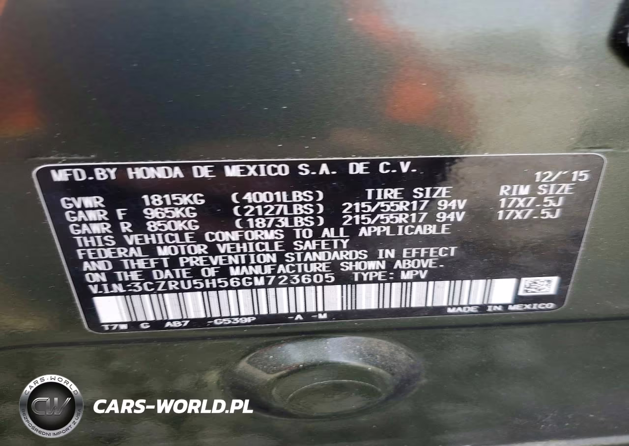 2016 Honda Hrv VIN:3CZRU5H56GM723605 - 13