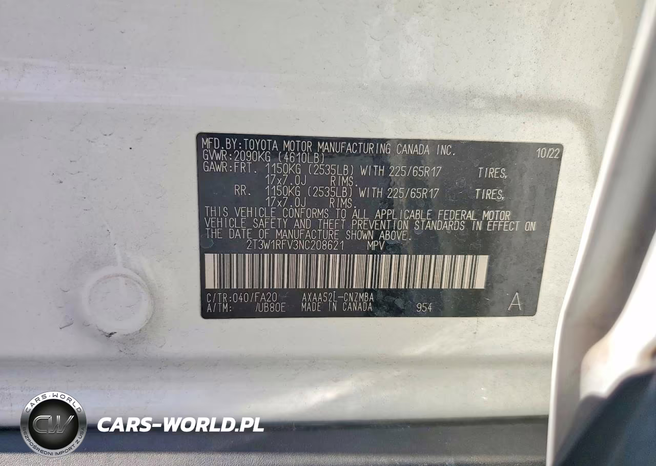 2022 Toyota Rav4 Xle VIN:2T3W1RFV3NC208621 - 13