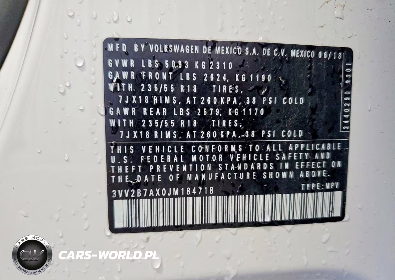 2018 Volkswagen Tiguan Se VIN:3VV2B7AX0JM184718 - 12