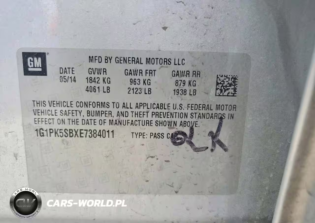 2014 Chevrolet Cruze Lt VIN:1G1PK5SBXE7384011 - 13