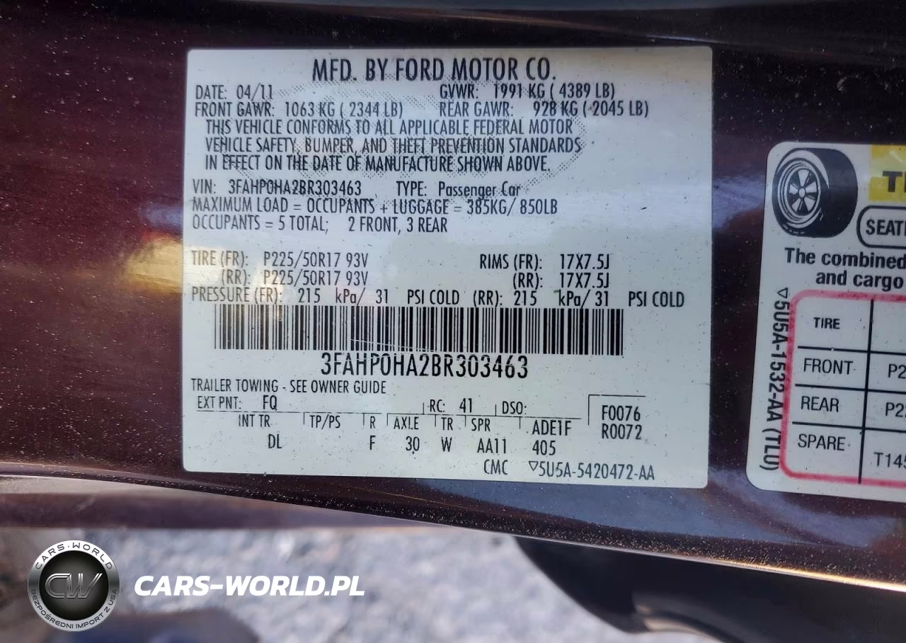 2011 Ford Fusion Se VIN:3FAHP0HA2BR303463 - 12