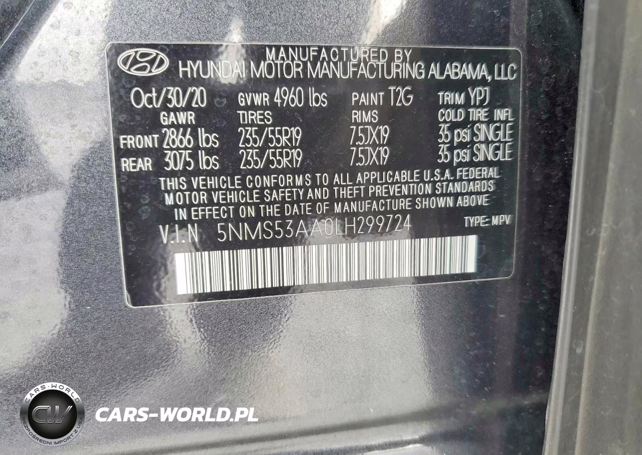 2020 Hyundai Santa Fe Limited 2.0T VIN:5NMS53AA0LH299724 - 12