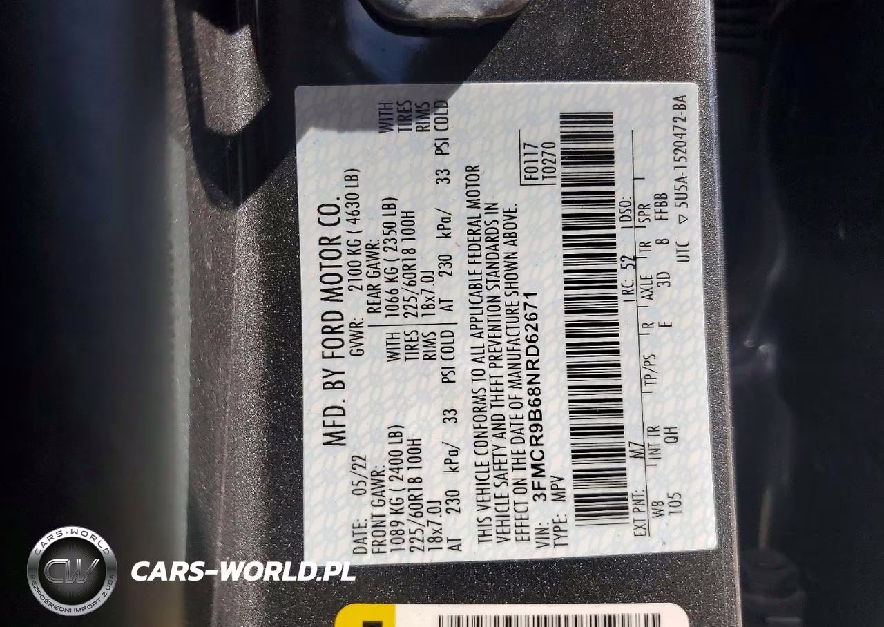 2022 Ford Bronco Sport Big Bend VIN:3FMCR9B68NRD62671 - 13