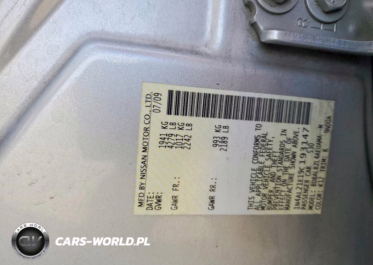 2009 Nissan Altima 2.5 VIN:1N4AL21E19C193147 - 12
