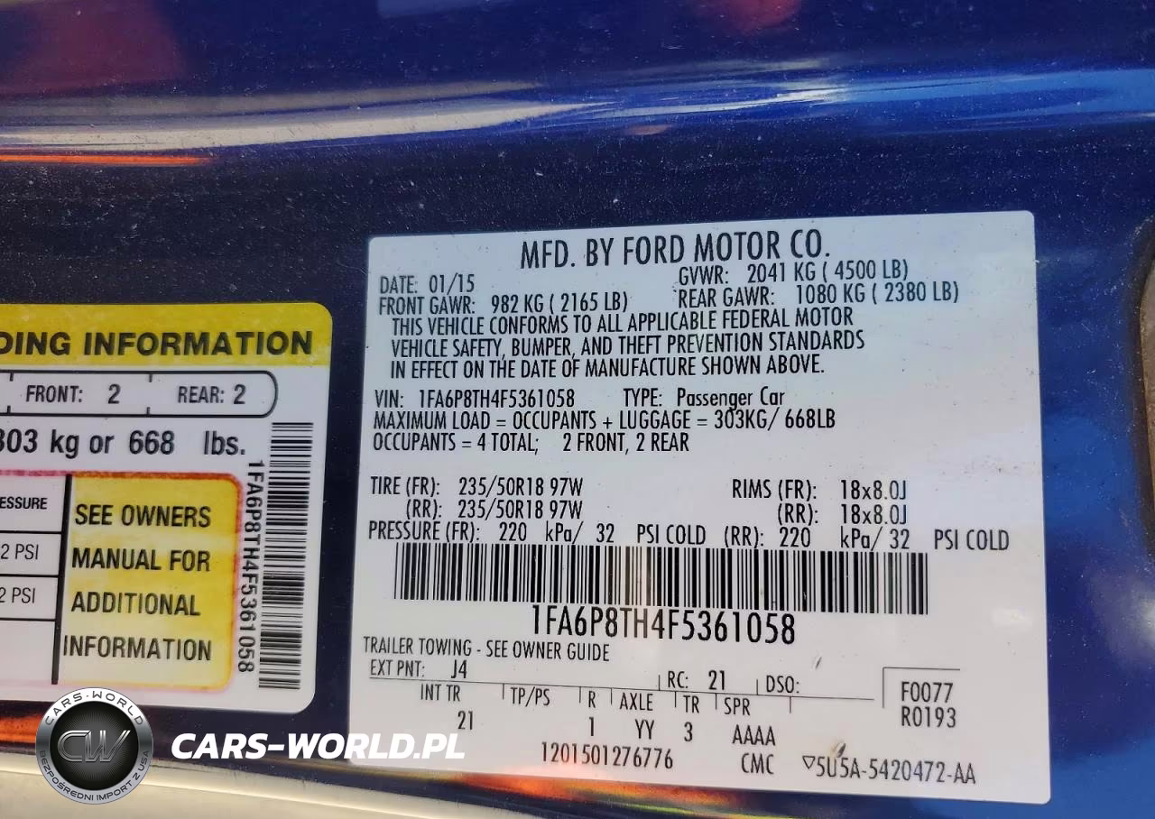 2015 Ford Mustang VIN:1FA6P8TH4F5361058 - 12