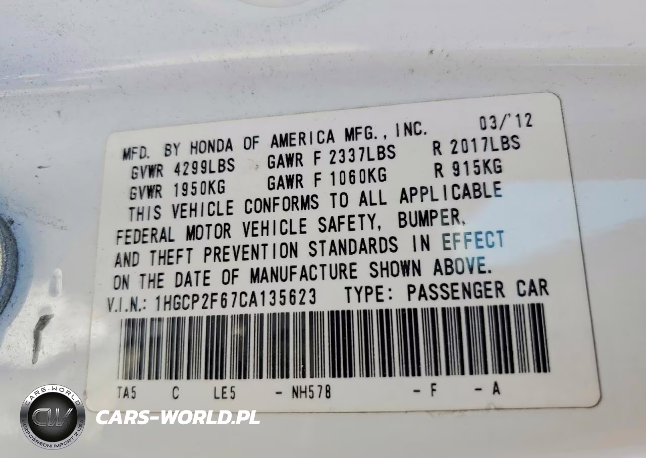 2012 Honda Accord Se VIN:1HGCP2F67CA135623 - 13