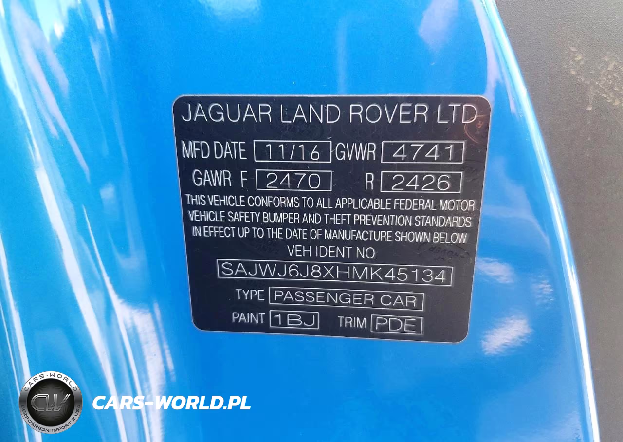 2017 Jaguar F-Type Svr VIN:SAJWJ6J8XHMK45134 - 12