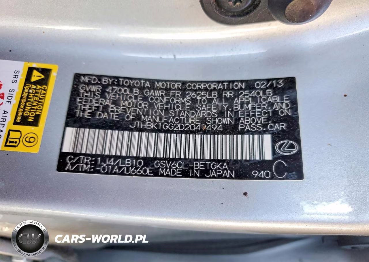 2013 Lexus Es 350 Base VIN:JTHBK1GG2D2049494 - 12