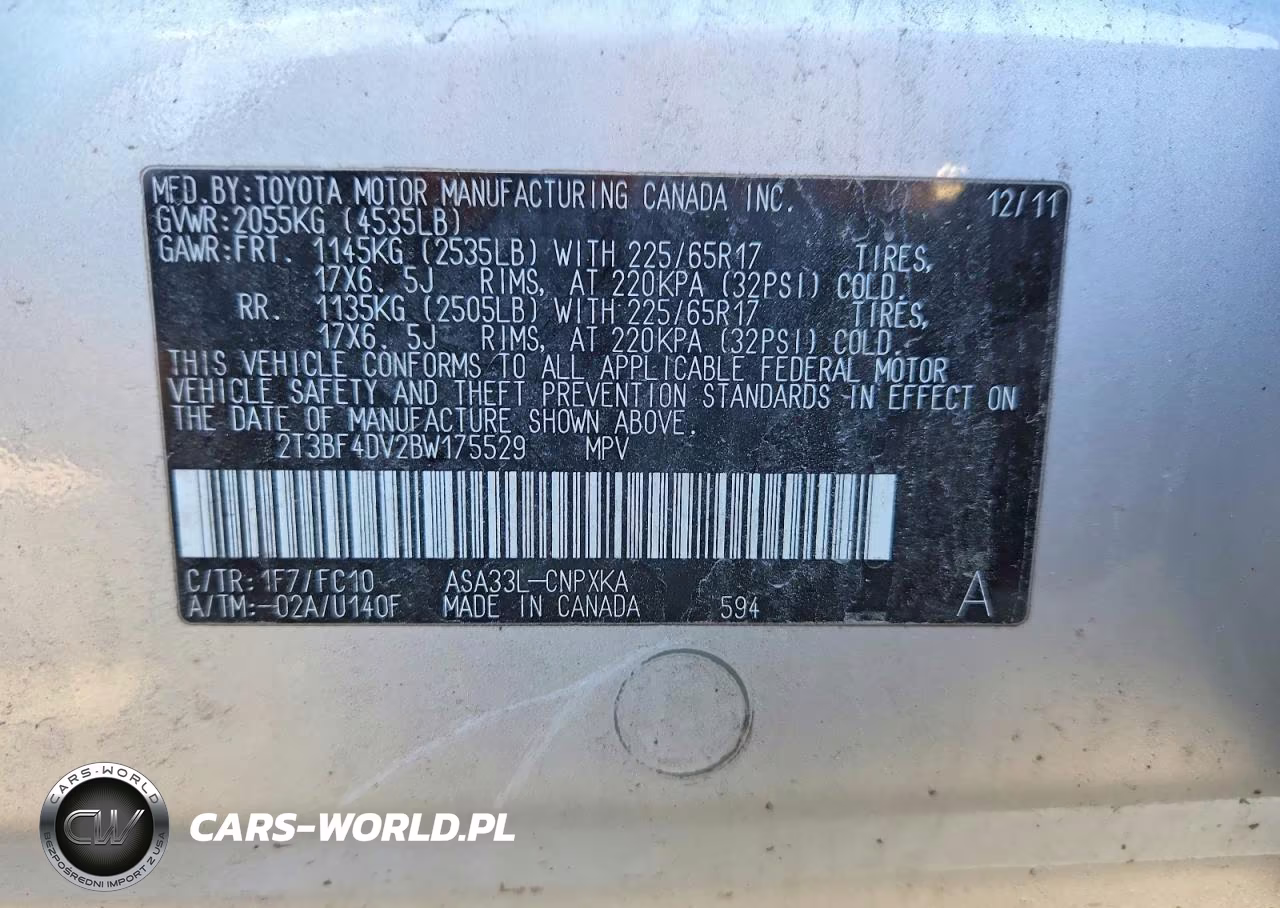 2011 Toyota Rav4 Base VIN:2T3BF4DV2BW175529 - 13
