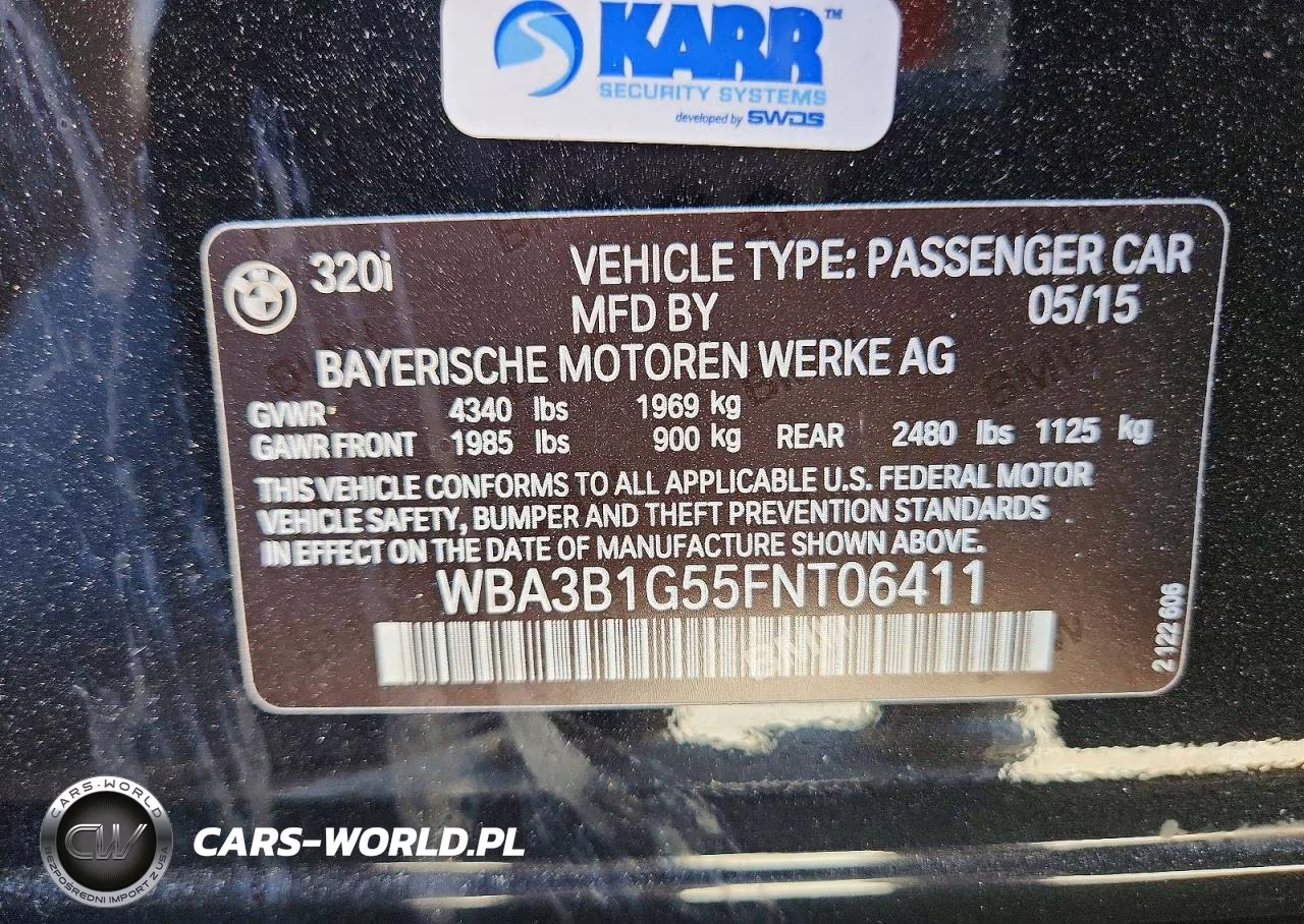 2015 BMW 320 I VIN:WBA3B1G55FNT06411 - 12