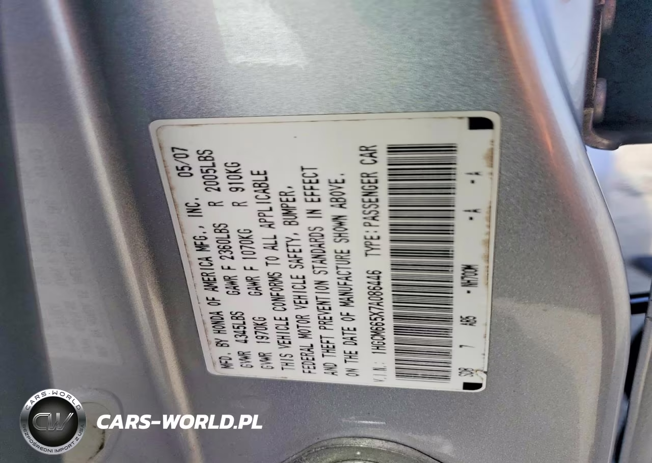 2007 Honda Accord Ex VIN:1HGCM665X7A086446 - 12
