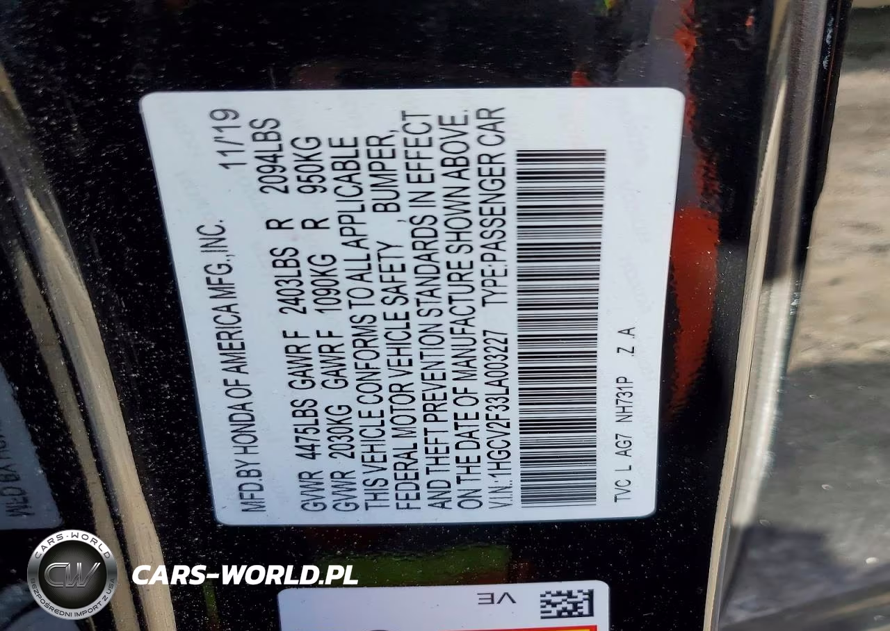2020 Honda Accord Sport VIN:1HGCV2F33LA003227 - 12