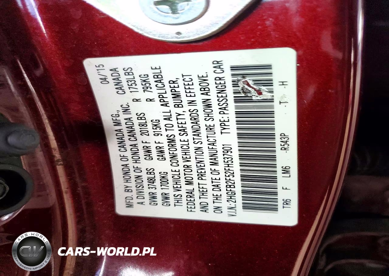 2015 Honda Civic Lx VIN:2HGFB2F52FH537901 - 12