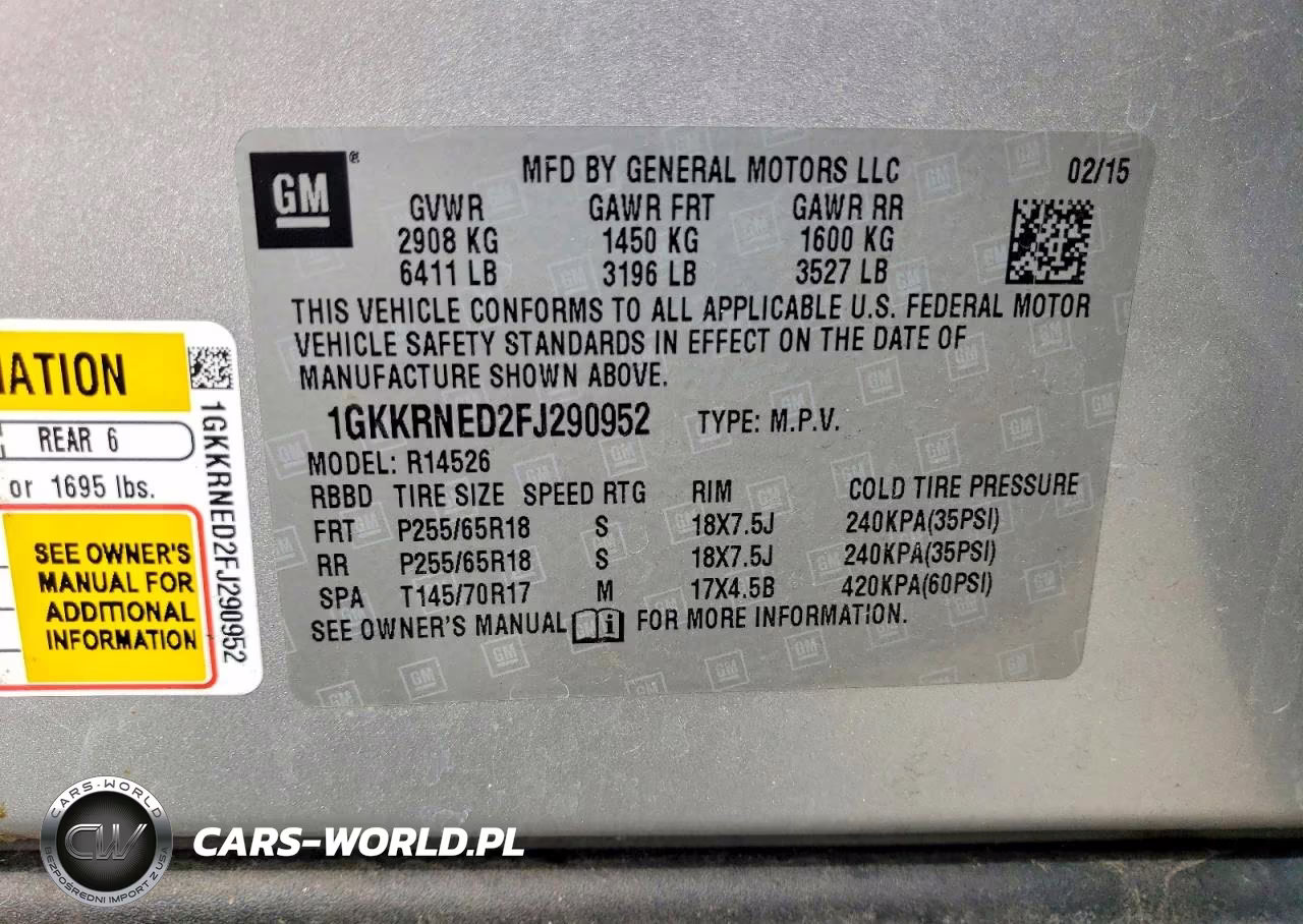 2015 GMC Acadia Sle VIN:1GKKRNED2FJ290952 - 13
