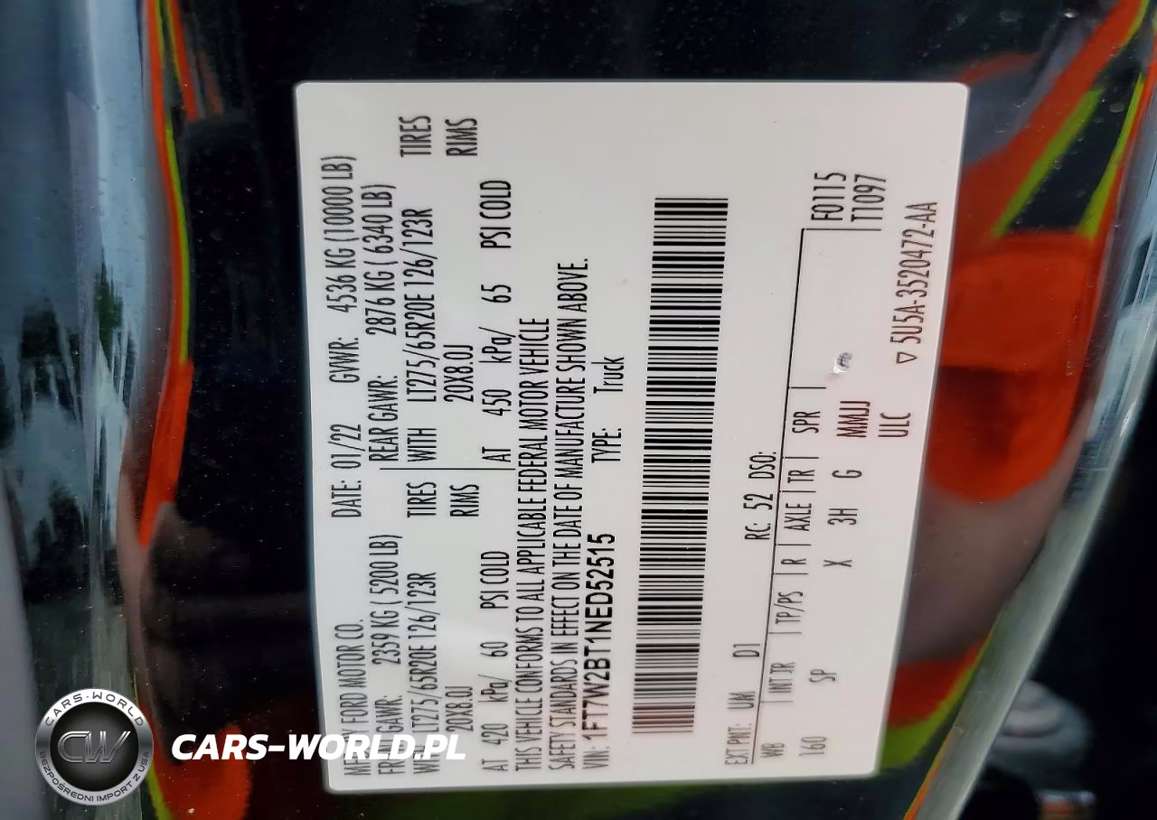 2022 Ford F250 Super Duty VIN:1FT7W2BT1NED52515 - 12
