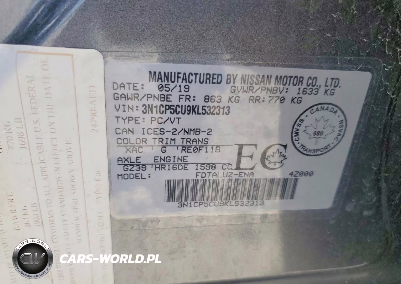 2019 Nissan Kicks S VIN:3N1CP5CU9KL532313 - 13