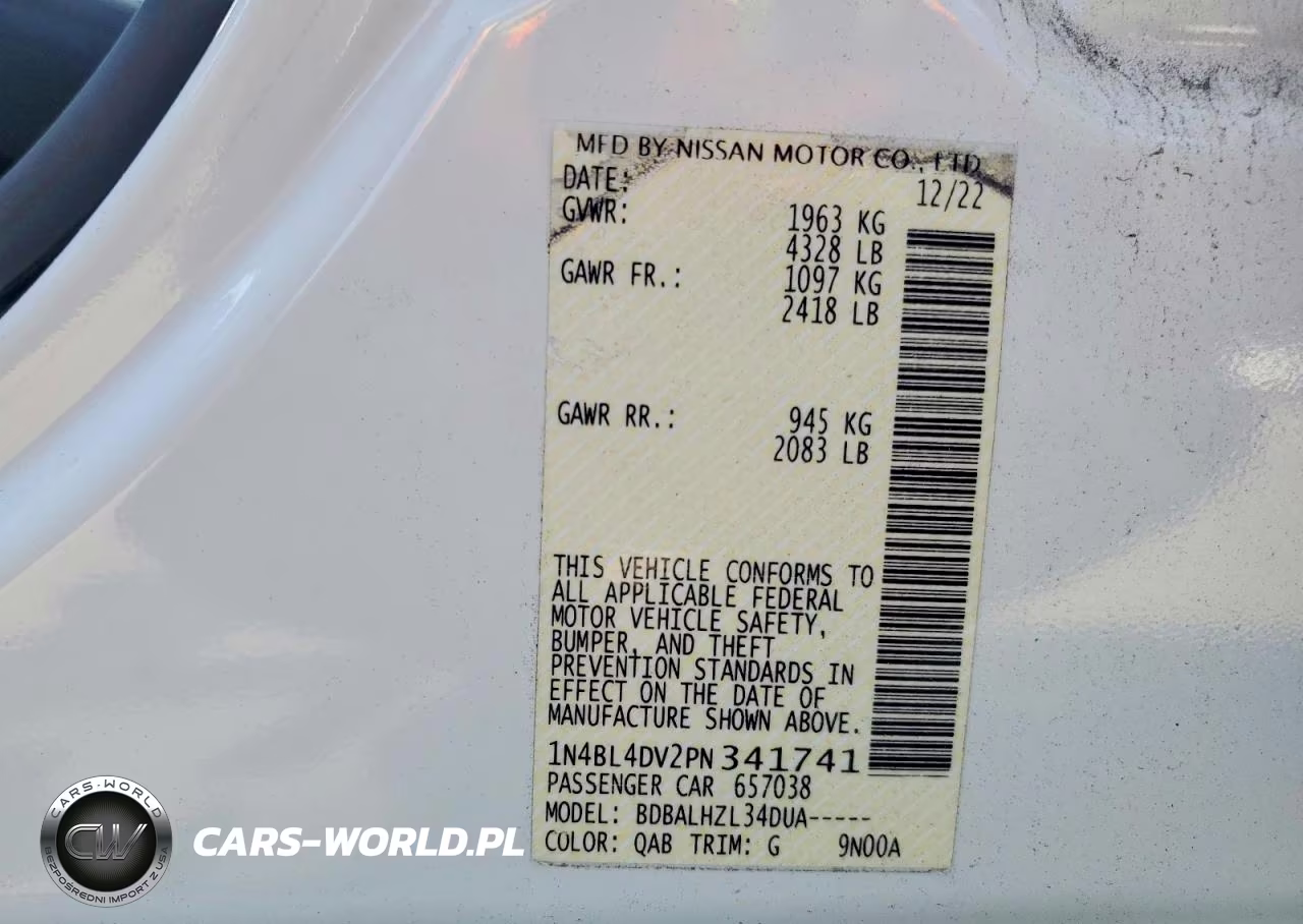 2023 Nissan Altima 2.5 Sv VIN:1N4BL4DV2PN341741 - 13