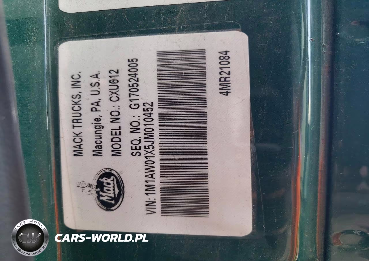 2018 Mack Cxu612 Semi Truck VIN:1M1AW01X5JM010452 - 10