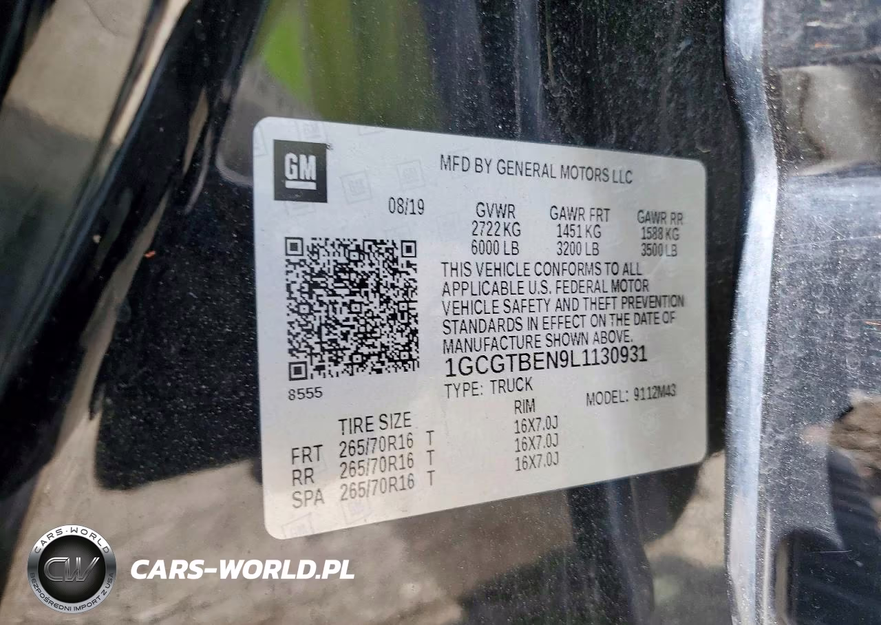 2020 Chevrolet Colorado VIN:1GCGTBEN9L1130931 - 12