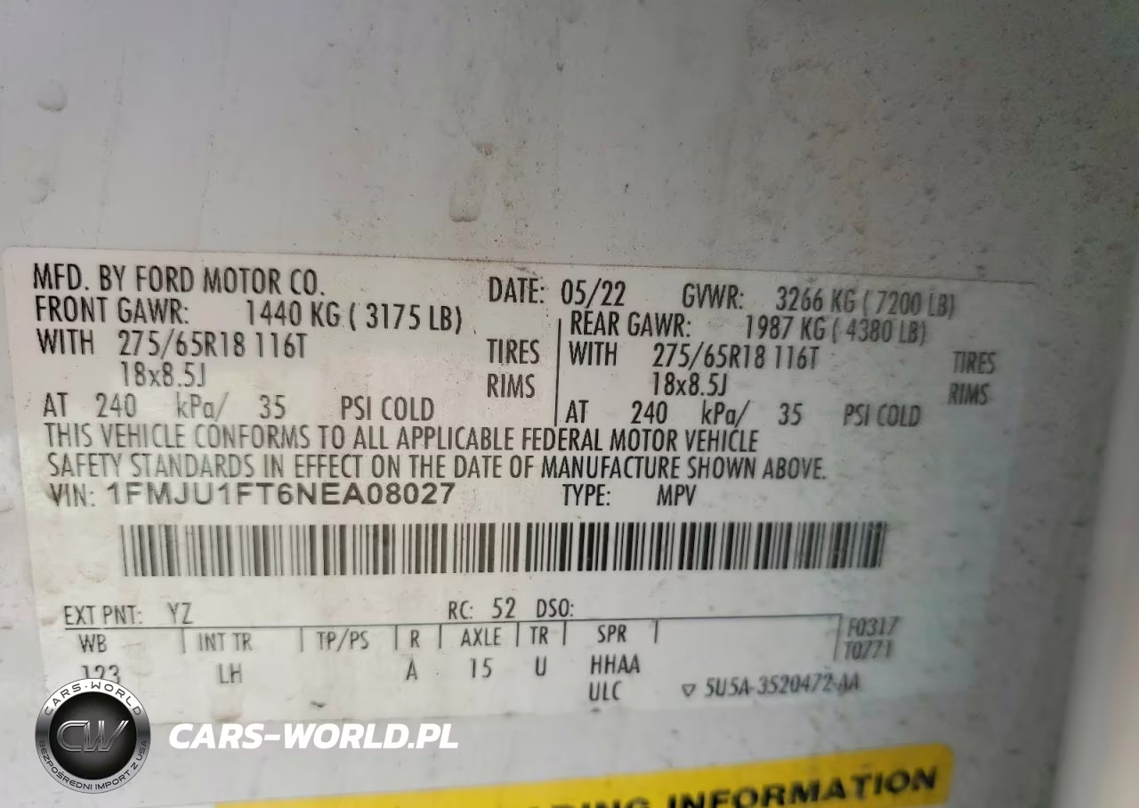 2022 Ford Expedition Xl VIN:1FMJU1FT6NEA08027 - 13