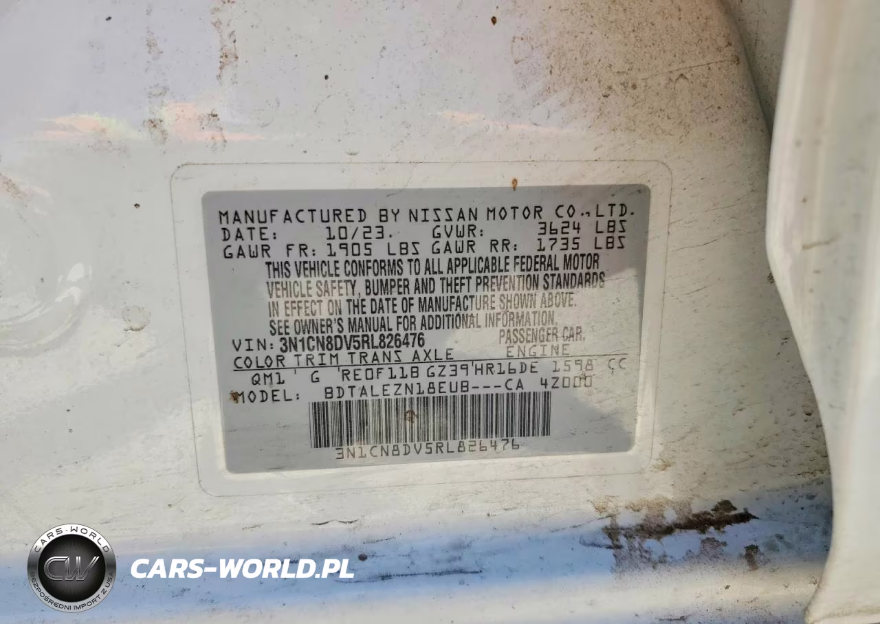 2024 Nissan Versa S VIN:3N1CN8DV5RL826476 - 12
