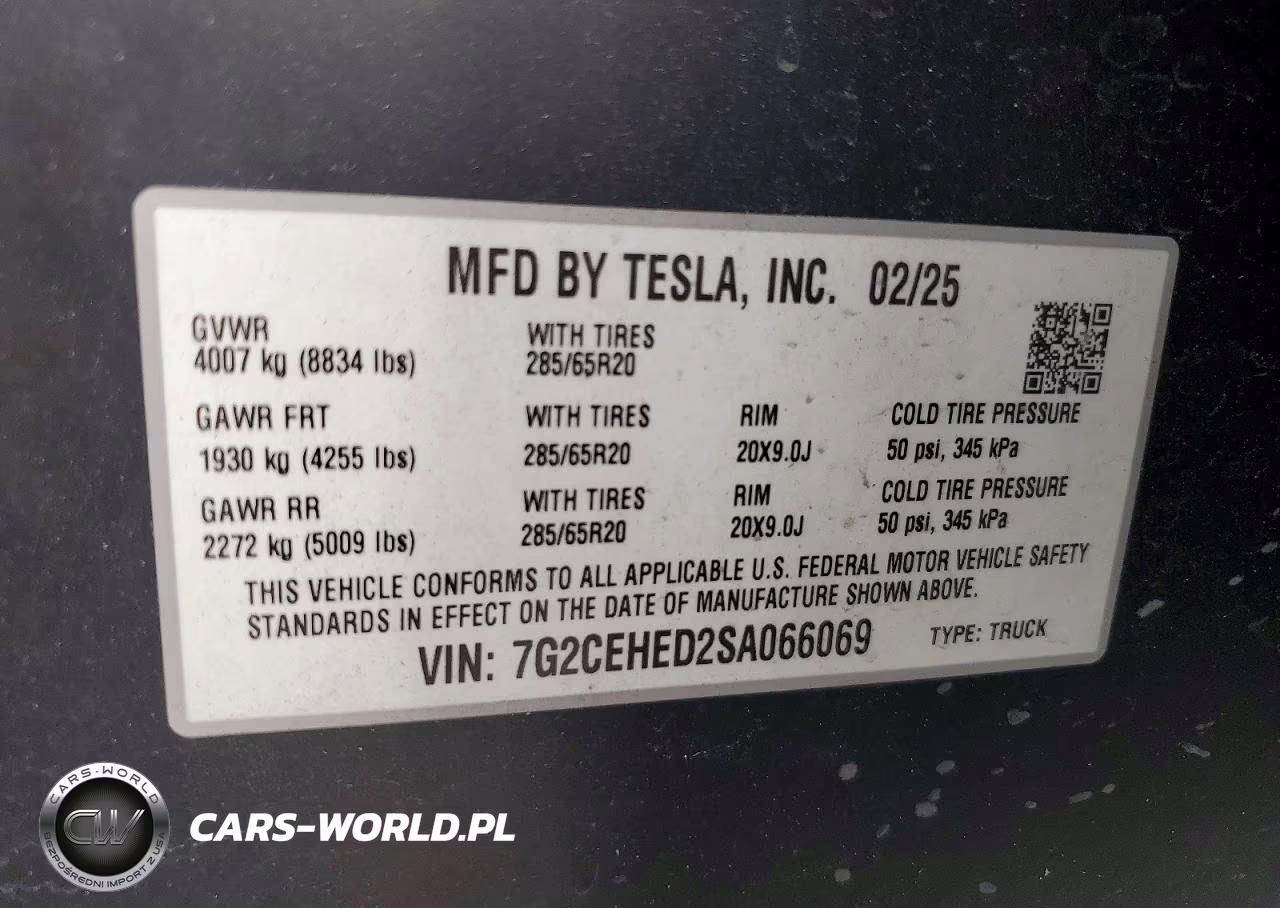 2025 Tesla Cybertruck VIN:7G2CEHED2SA066069 - 12