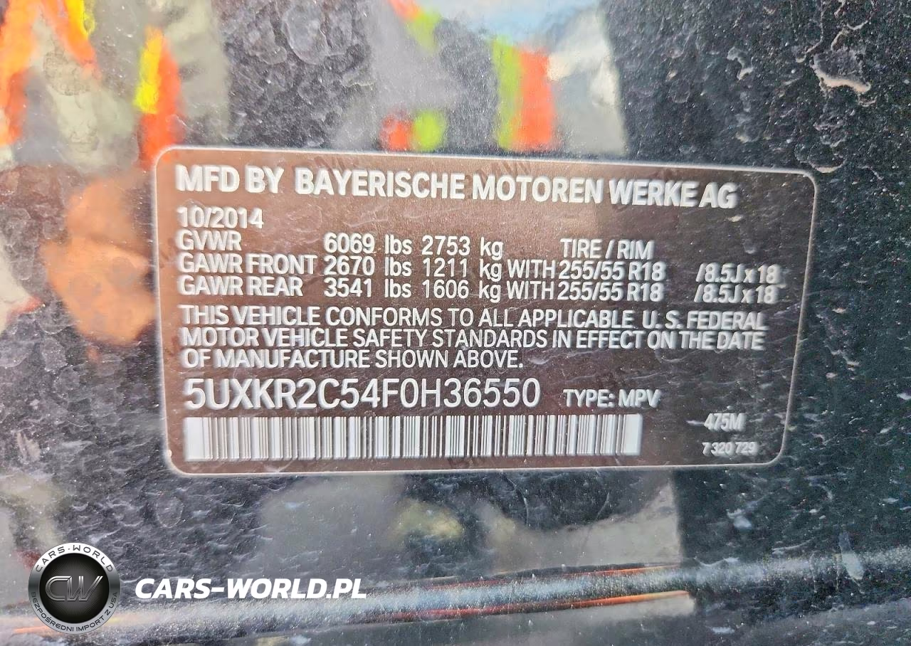 2015 BMW X5 Sdrive35I VIN:5UXKR2C54F0H36550 - 14