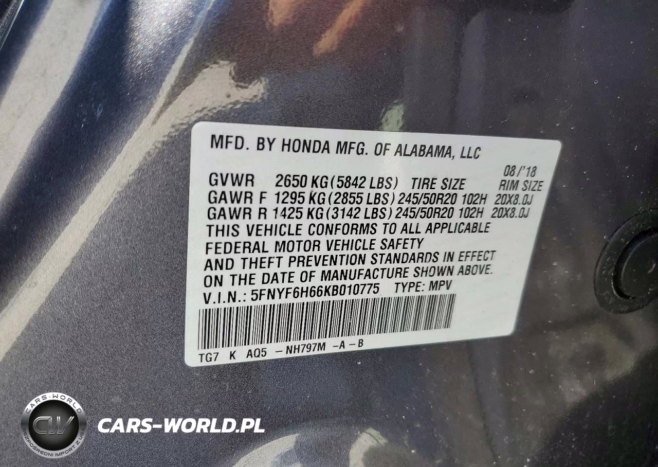 2019 Honda Pilot Touring VIN:5FNYF6H66KB010775 - 13