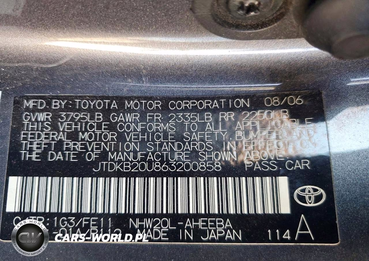 2006 Toyota Prius Base VIN:JTDKB20U863200858 - 14