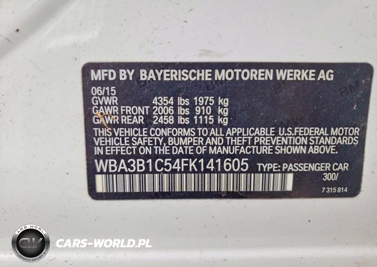 2015 BMW 320 I VIN:WBA3B1C54FK141605 - 12